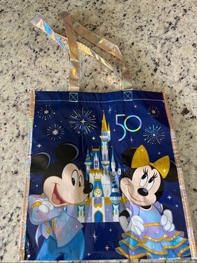 Disney Navy Holographic 50th Anniversary Mickey & Minnie Tote